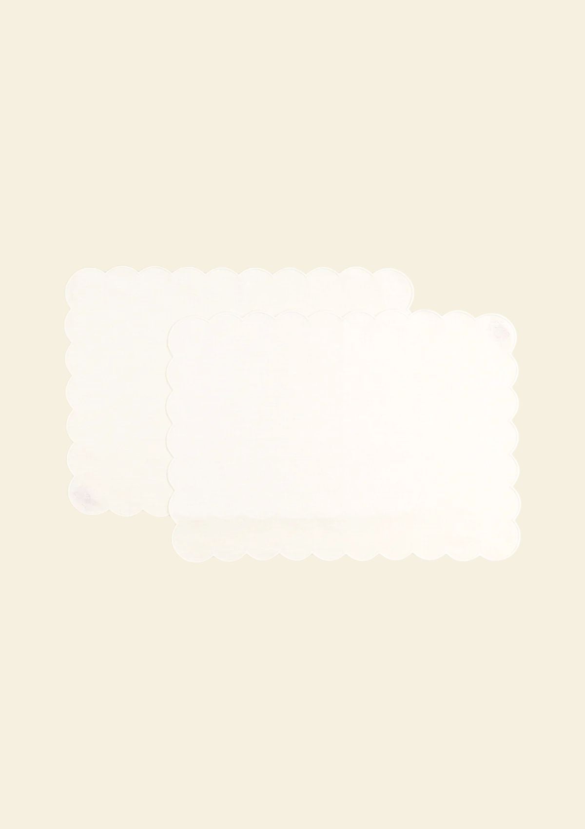The White Linen Scalloped Rectangular Placemats (Set of 2)