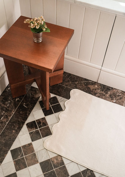 Ivory Cotton Wavy Bath Mat