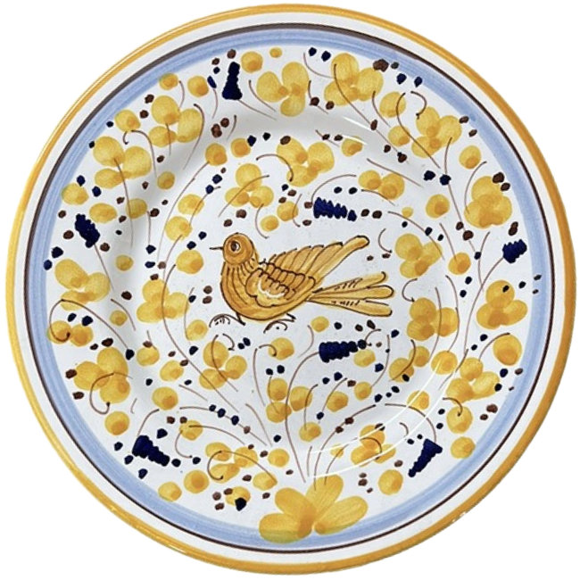 Oiseau Fleurs Jaunes Plate - 20cm