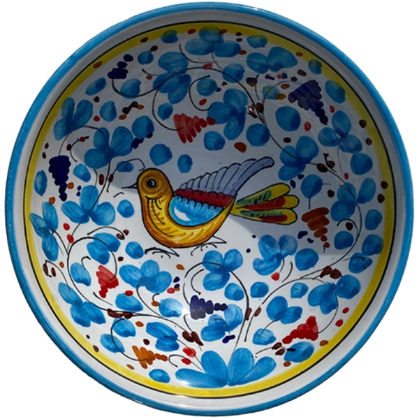 14 cm Bowl Bird Flowers Sky Blue