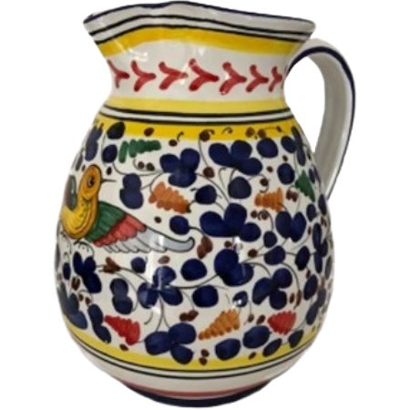 Carafe Bird Flowers Navy Blue