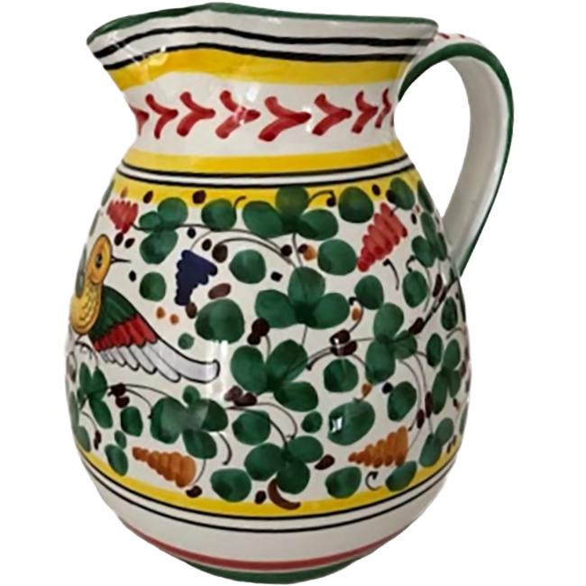 Green Bird and Flowers Carafe