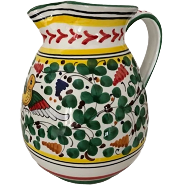 Green Bird and Flowers Carafe