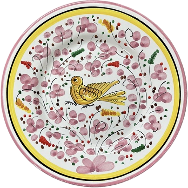Bird Plate 20 cm Sky Pink Flowers
