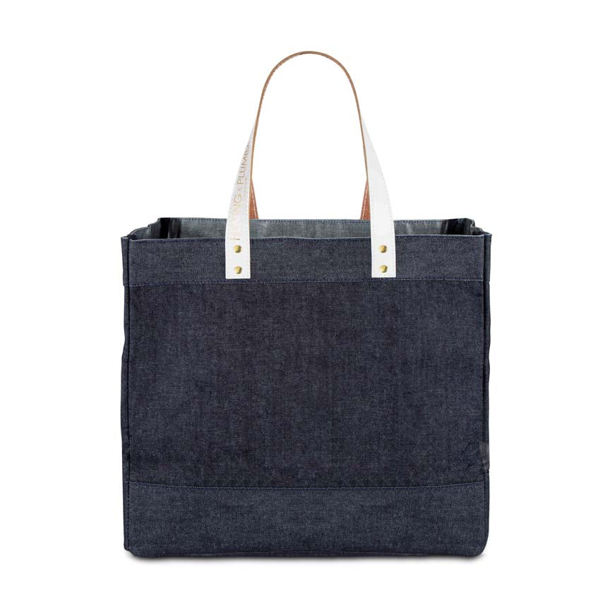 Plain Denim Tote Bag - White