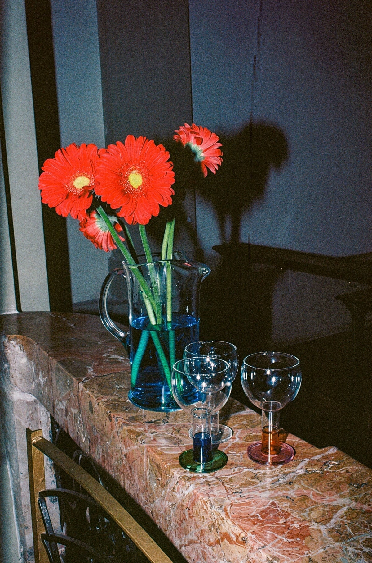 Wine Candle Glass - Green & Ink Blue TRAGA