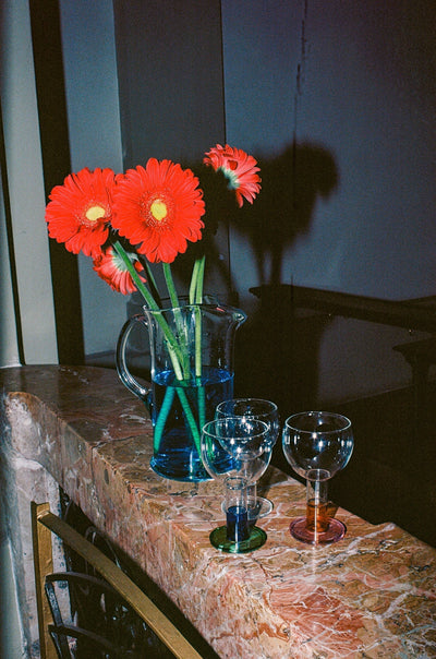 Wine Candle Glass - Green & Ink Blue TRAGA