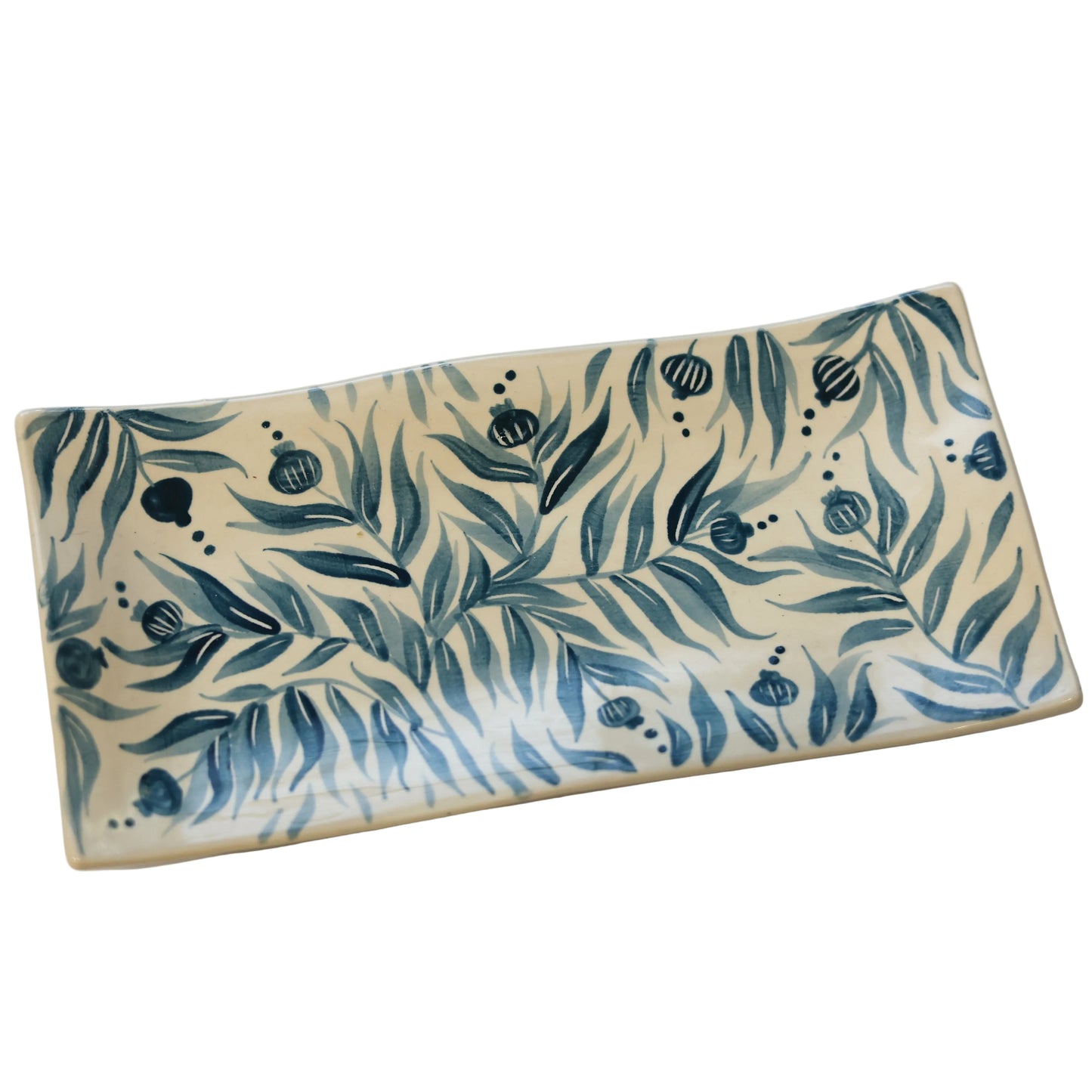 Long Hand Painted Pomegranate Trinket Dish