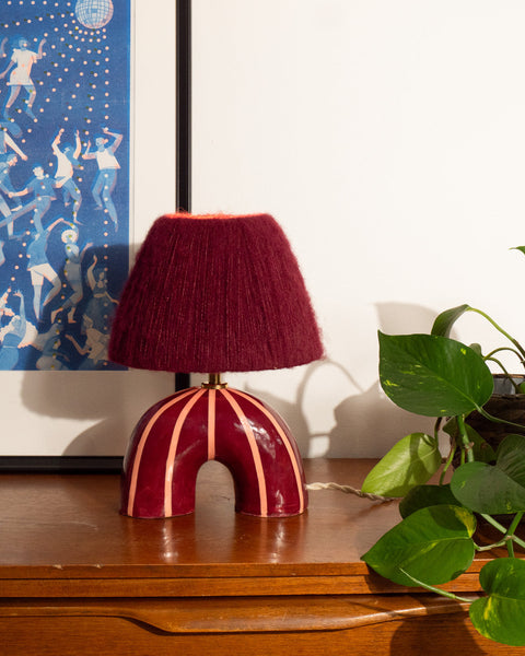 'Me' Table Lamp - Maroon Stripes