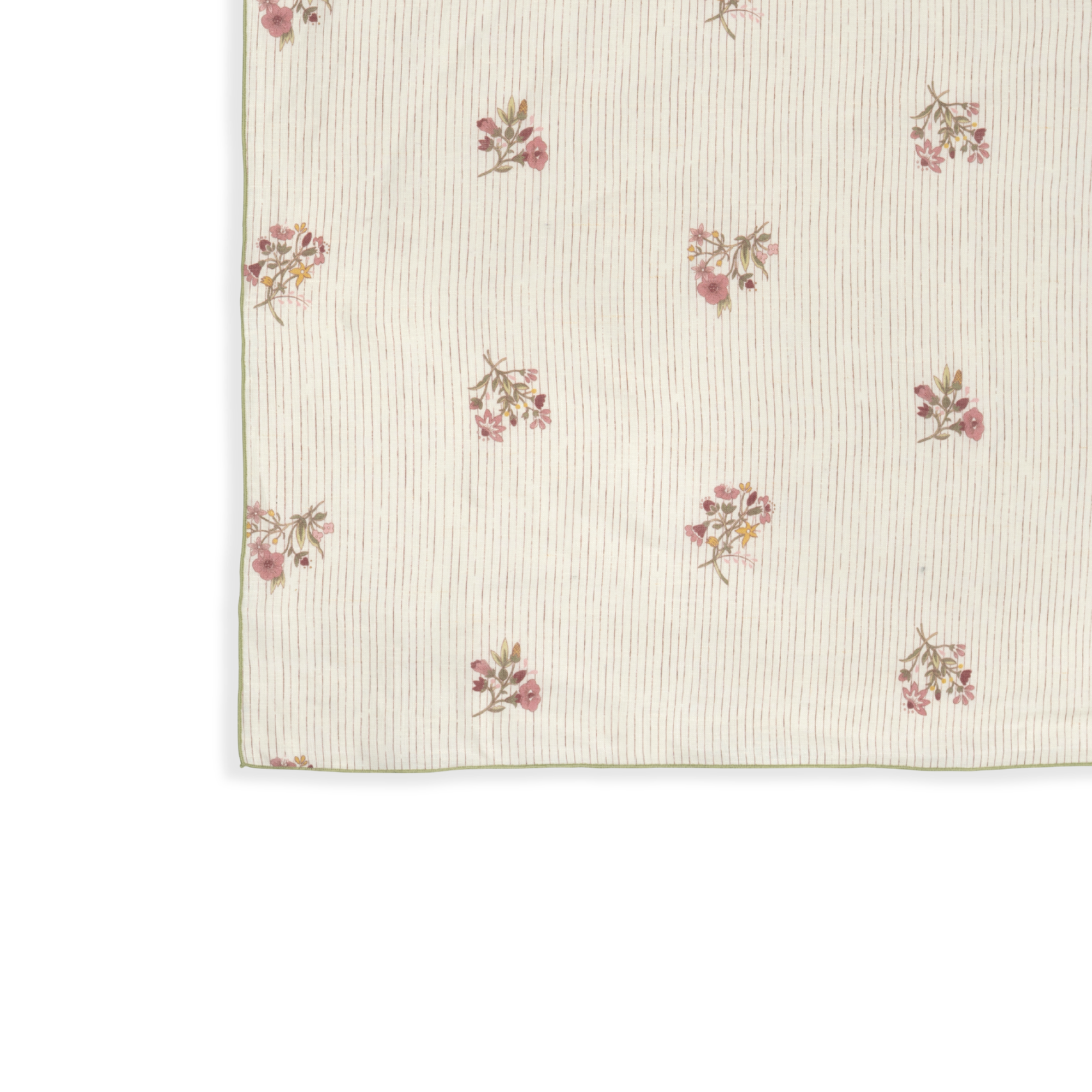 Scarlet Flax & Field Posy Pinstripe Printed Tablecloth