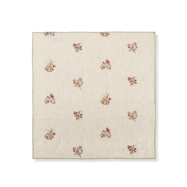 Set of Scarlet Flax & Field Posy Pinstripe Printed Napkins