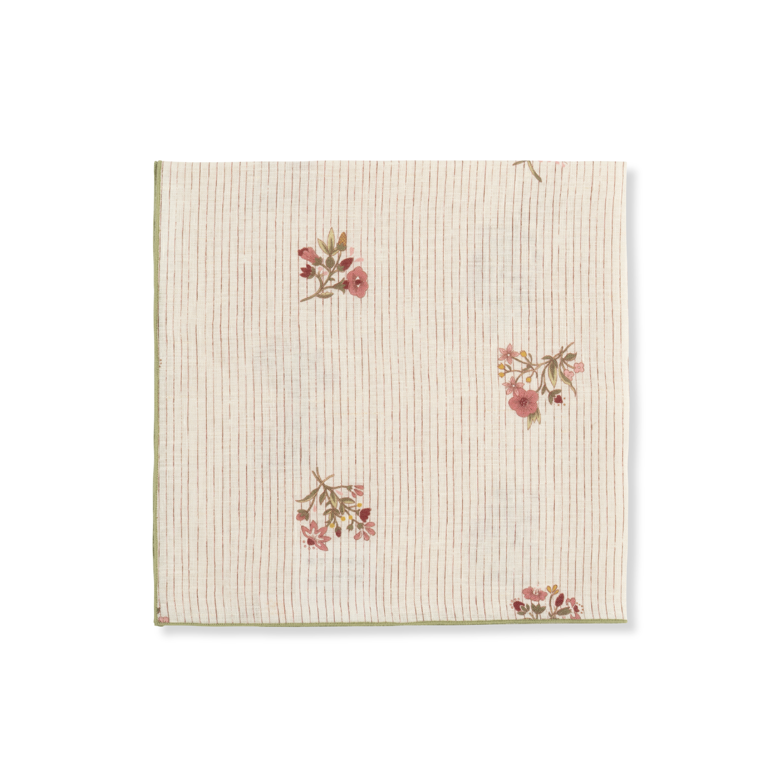 Set of Scarlet Flax & Field Posy Pinstripe Printed Napkins