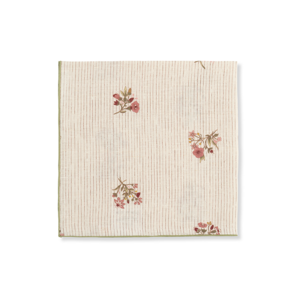 Set of Scarlet Flax & Field Posy Pinstripe Printed Napkins
