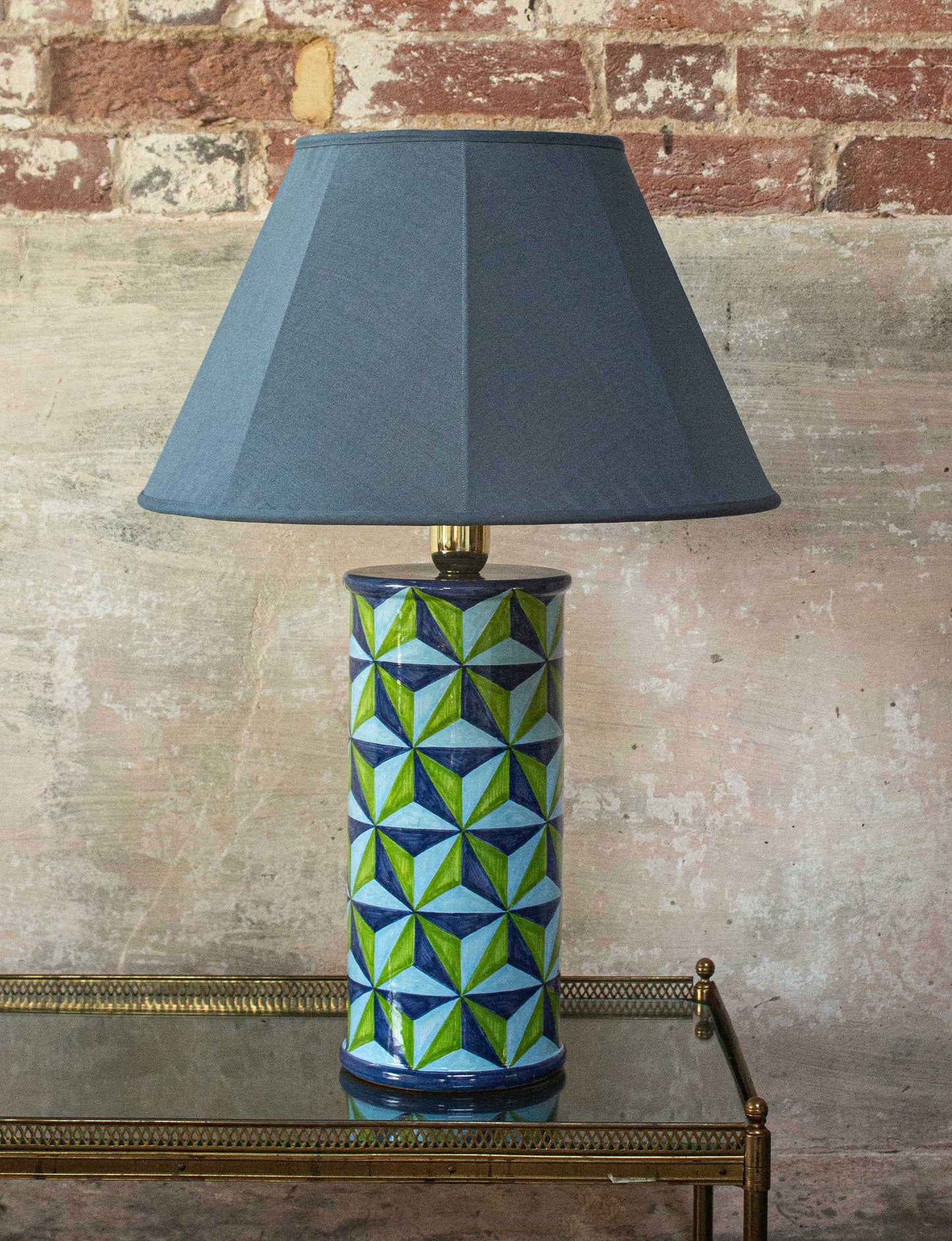 Octagon Silk Lampshade, Blue