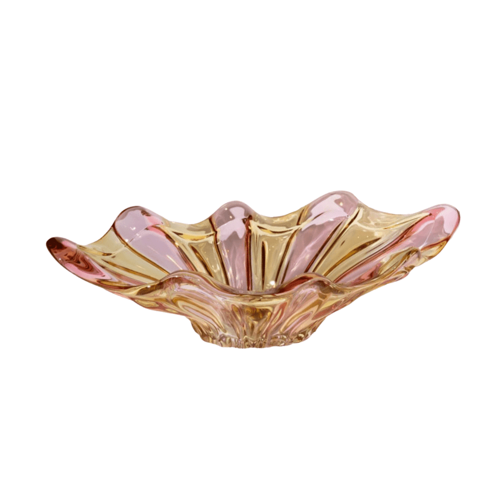 Vintage Striped Bohemian Glass Bowl