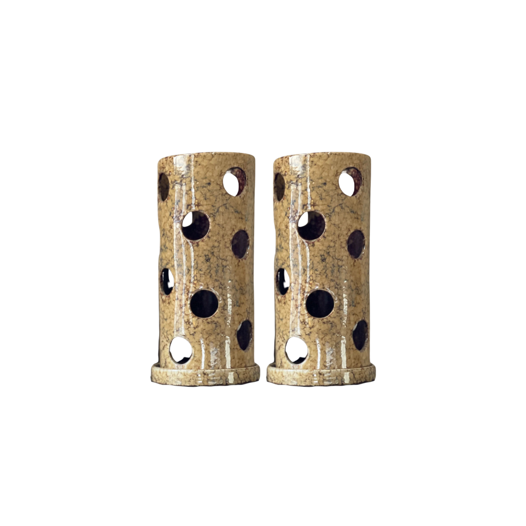 Large Pair of Ceramic Tea Light Holders