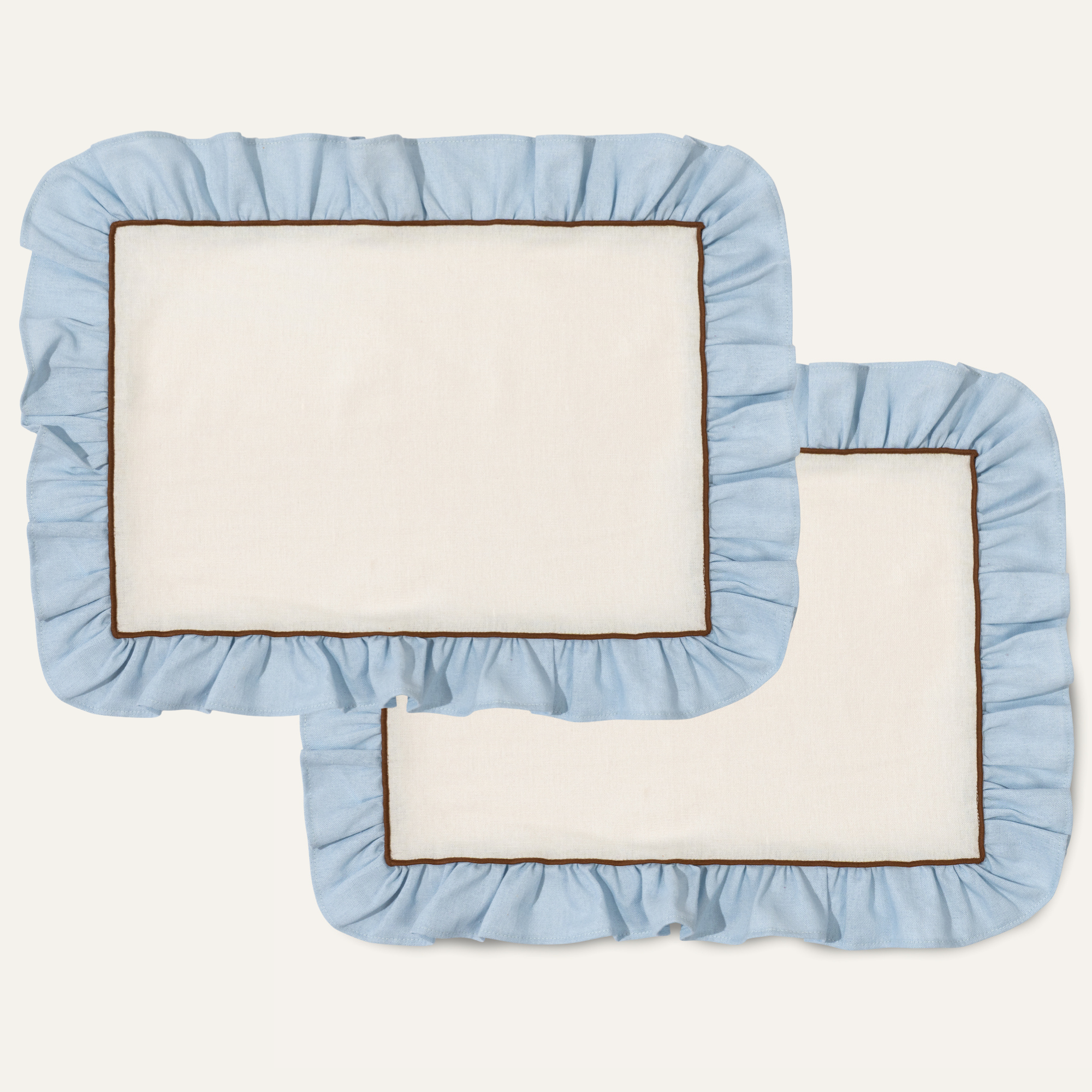 Placemats Set (2), Ruffle, Blue