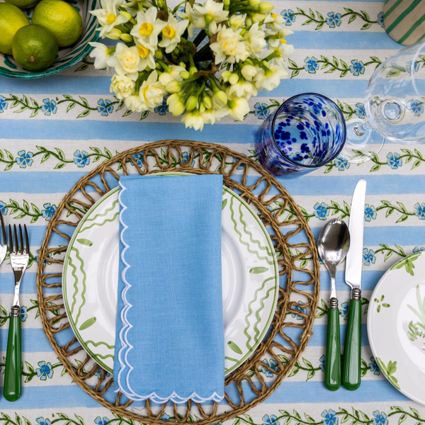 Blue Linen Mini Scallop Napkin - Set of 4