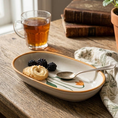 Handmade Ceramic Serving Bowl Amber 1.5x8x4 Inches Set of 4 - Casa Amarosa
