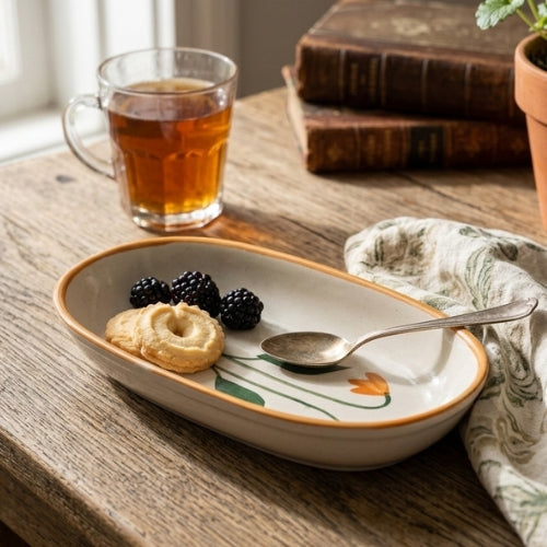 Handmade Ceramic Serving Bowl Amber 1.5x8x4 Inches Set of 4 - Casa Amarosa