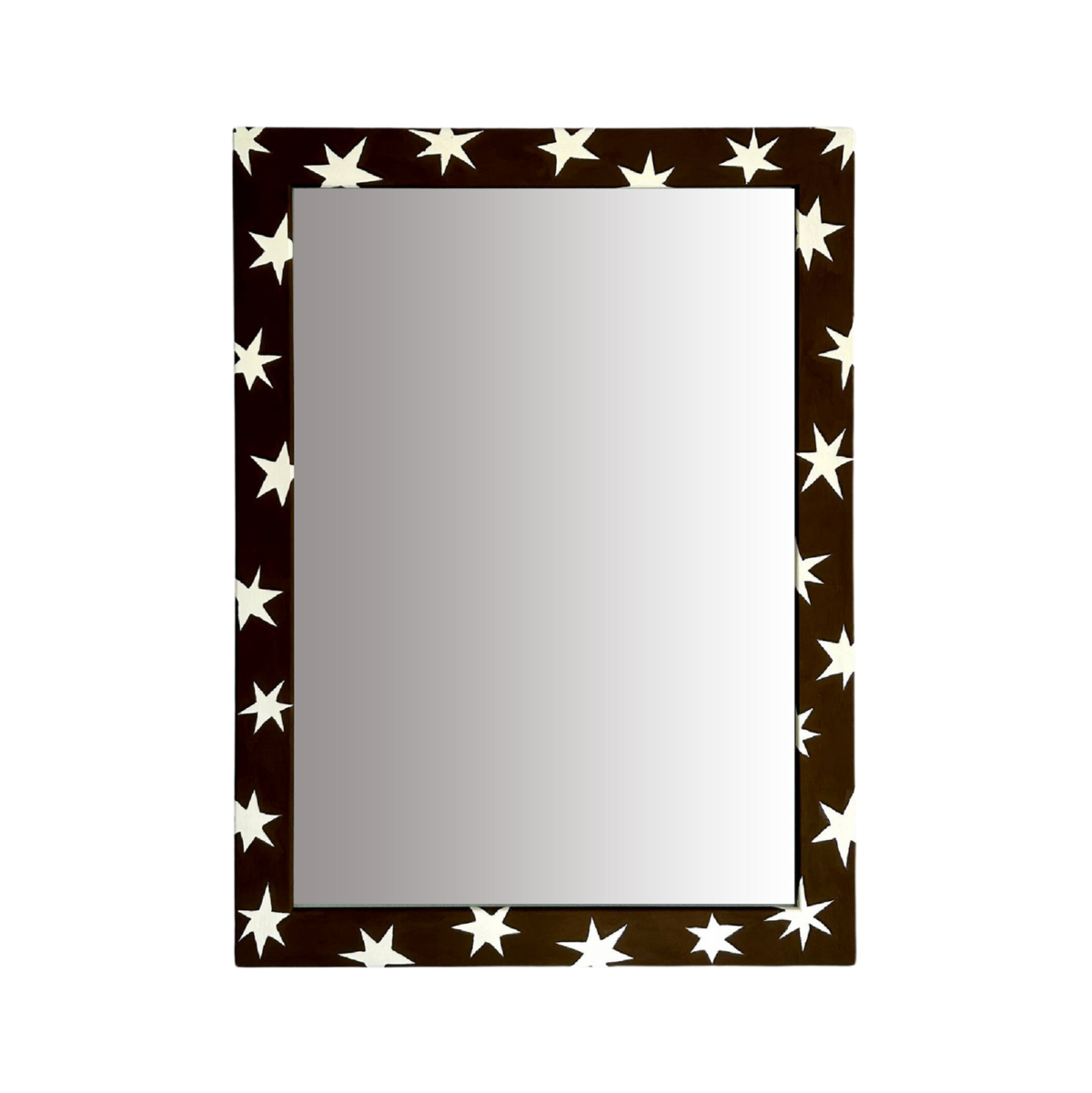 Painted Wood Mirror, Chocolate Brown Shooting Stars | Maison Flâneur