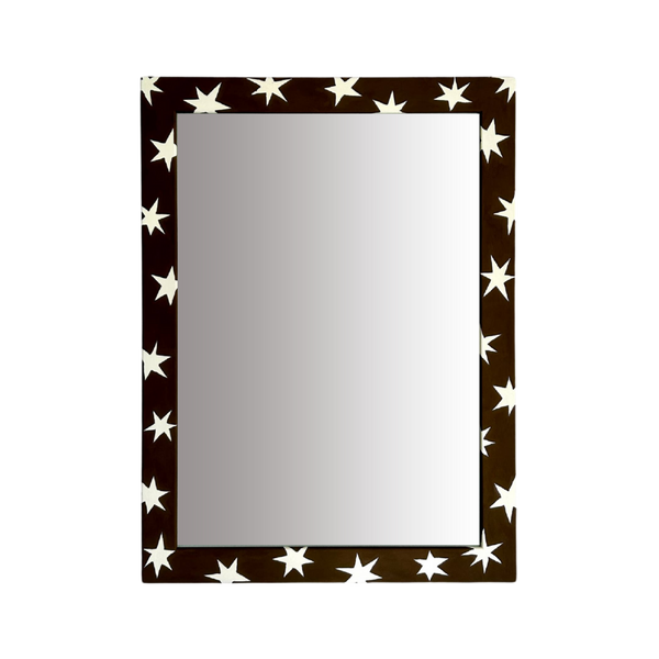 Painted Wood Mirror, Chocolate Brown Shooting Stars
