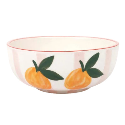 Ceramic Striped Orange Bowl Pink 5.5x2.5 Inches Set of 2 - Casa Amarosa