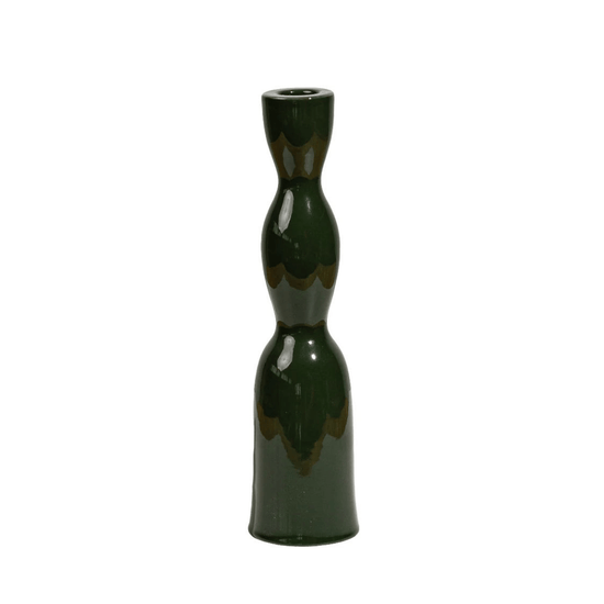 Dark Green Tall Wave Candleholder