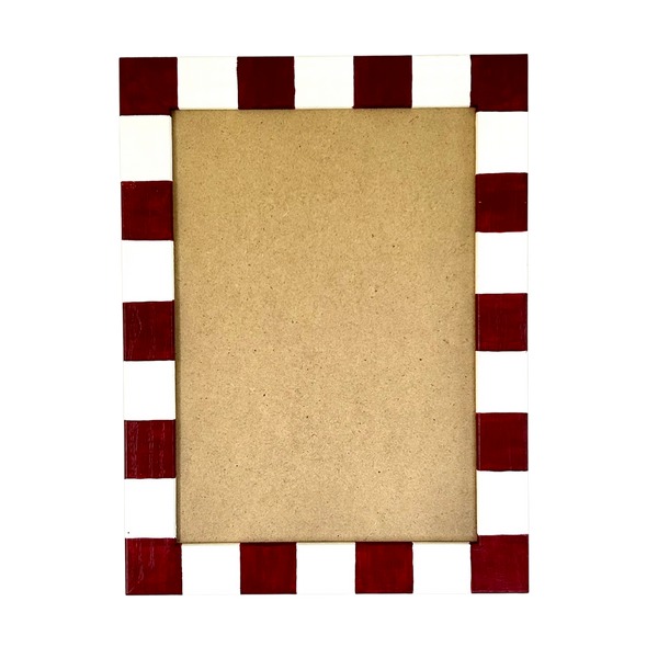 Picture Frame, Brick / Ivory Stripe