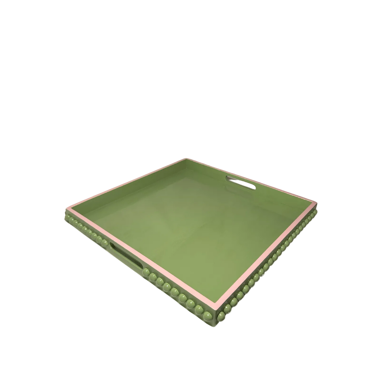 Hand Painted Green and Pink Bobbin Tray