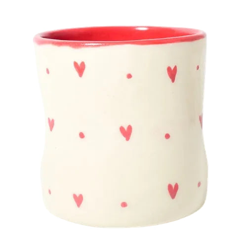Small Hearts Ceramic Tumbler 3.5x3 Inches Set of 4 - Casa Amarosa