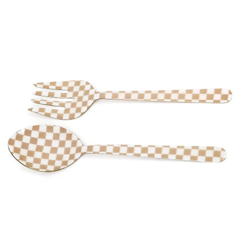 Peach Enamel Serving Spoons Set of 2 11x2.5 Inches - Casa Amarosa