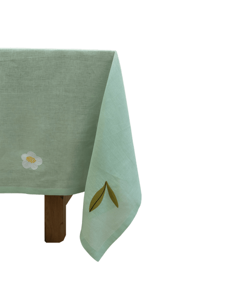 Hand Embroidered Trellis Tablecloth 120" x 80"