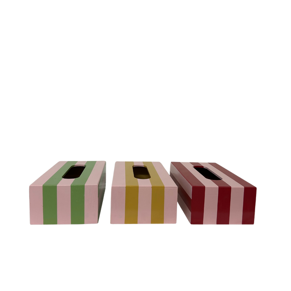 Pink & Mustard Yellow Striped Tissue Box Cover