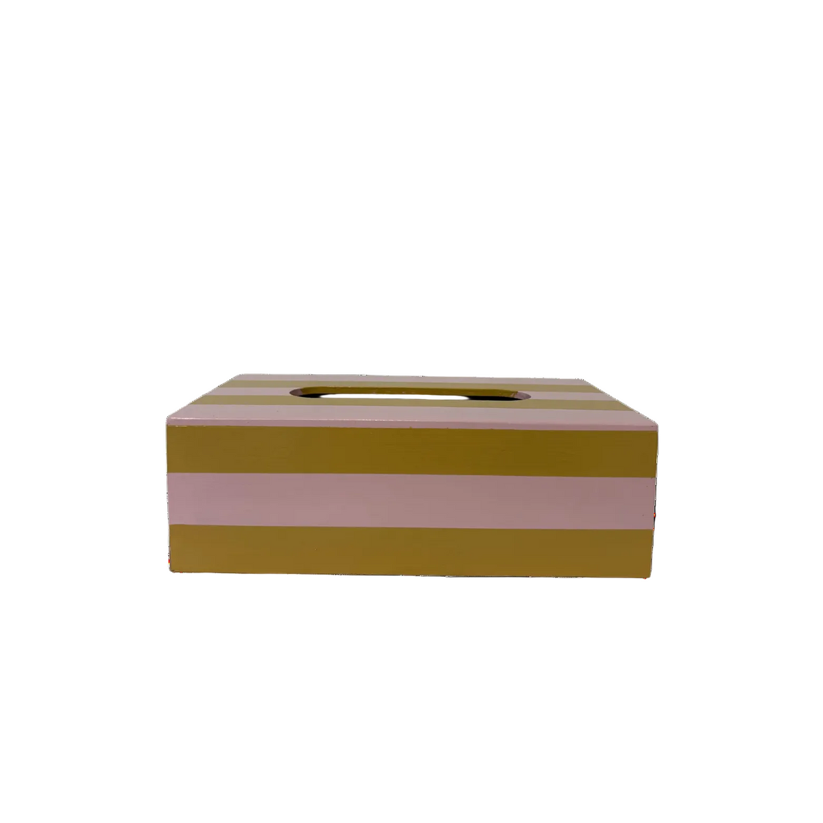 Pink & Mustard Yellow Striped Tissue Box Cover