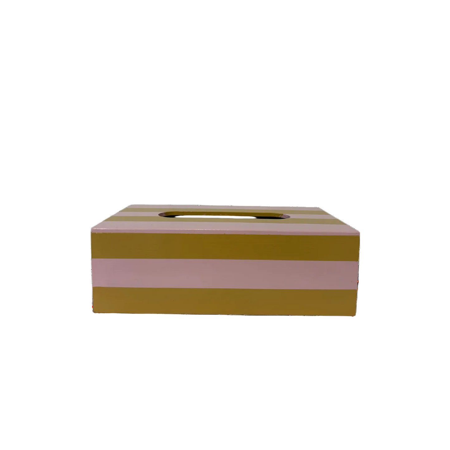 Pink & Mustard Yellow Striped Tissue Box Cover