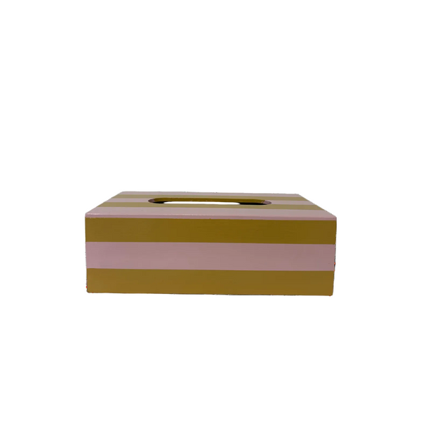 Pink & Mustard Yellow Striped Tissue Box Cover