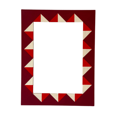 Rectangular picture frame with a geometric pattern on a white background