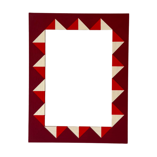 Rectangular picture frame with a geometric pattern on a white background
