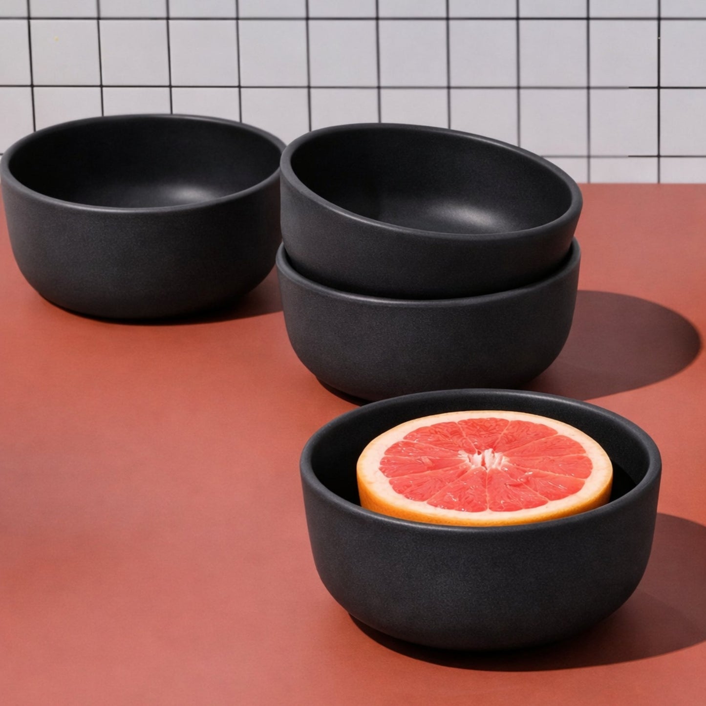 LoHo Cereal Bowls Set of 4, Charcoal Reactive Glaze