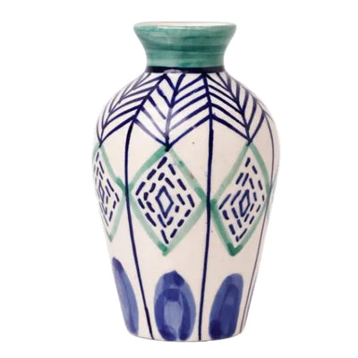 Verde Handpainted Dark Blue Ceramic Mini Vase 2.25x4 Inches Set of 2 - Casa Amarosa