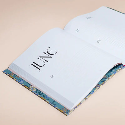 Book of Special Days Golden Garden open showing June page and premium dotted paper