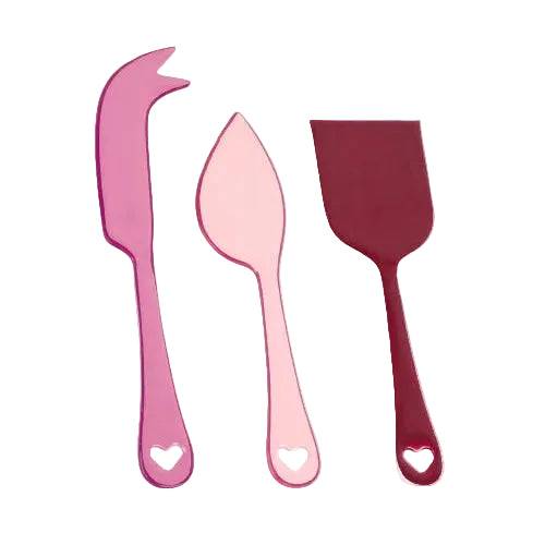 Enamel Cheese Knife Set Pink Set of 3 6.2x2 Inches - Casa Amarosa