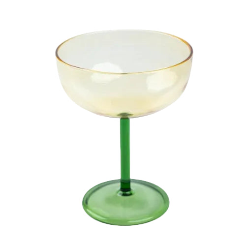 Green Stem Coupe Cocktail Glass 5x3.8 Inches Set of 2 - Casa Amarosa