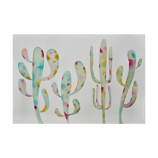 Original Pastel Cactus Watercolour Painting