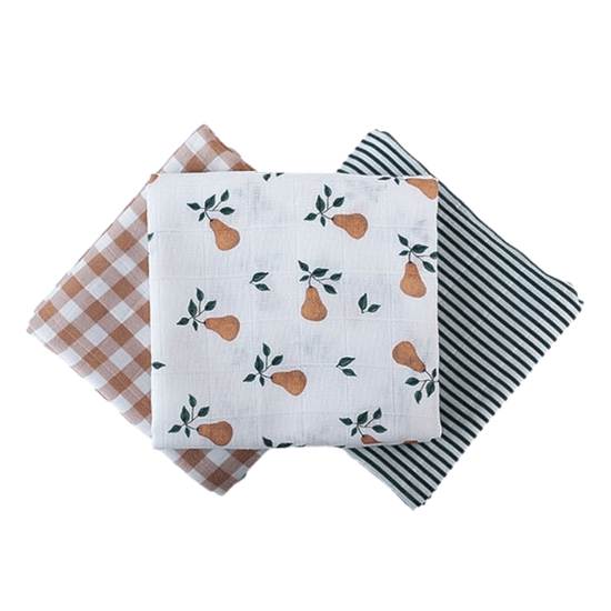 Pear Muslin Squares x 3