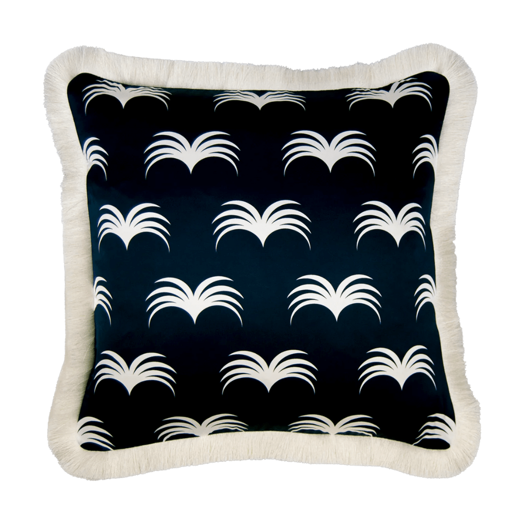 The Delray Cushion - Dark Blue with Fringing