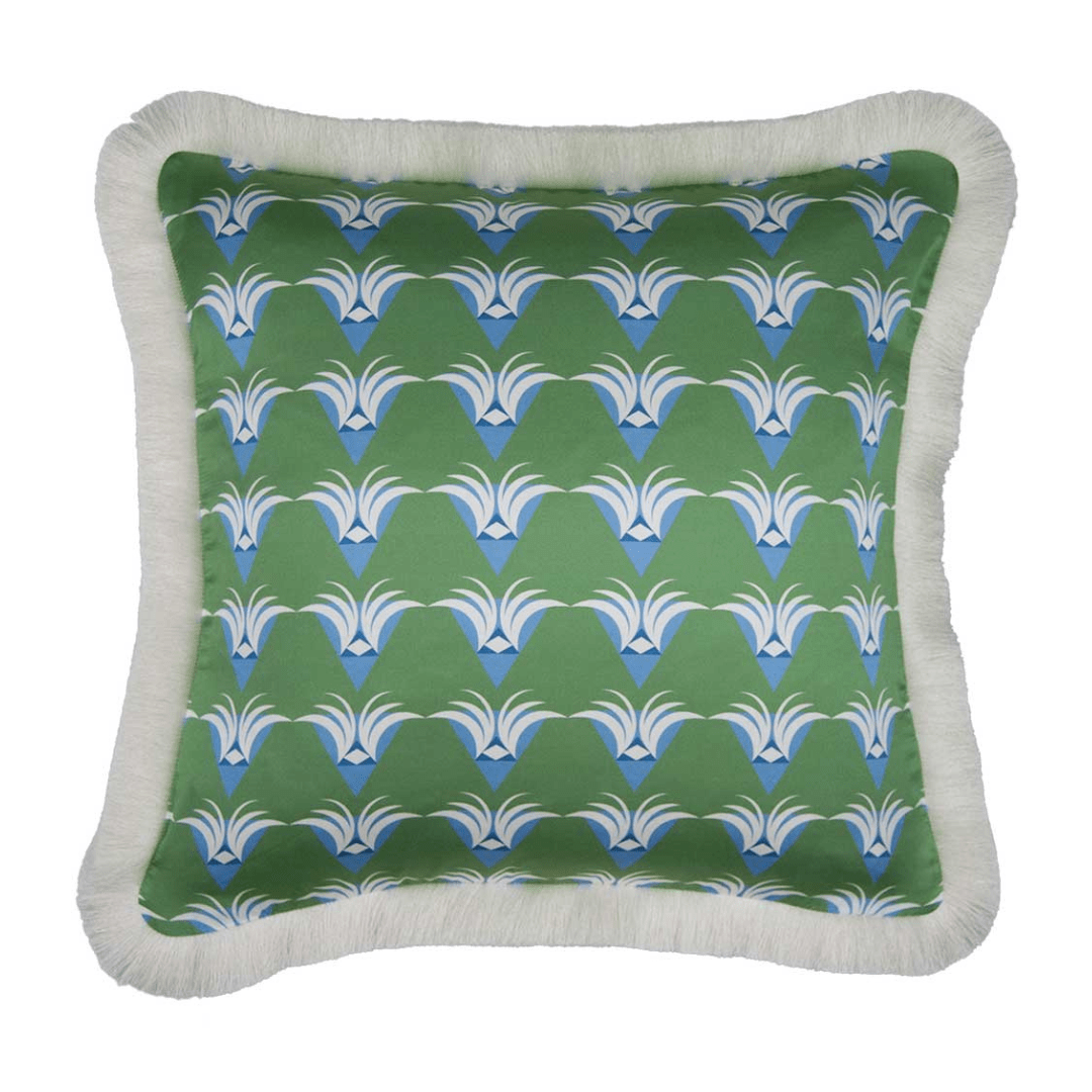The Nightingale Cushion - Green with Fringing