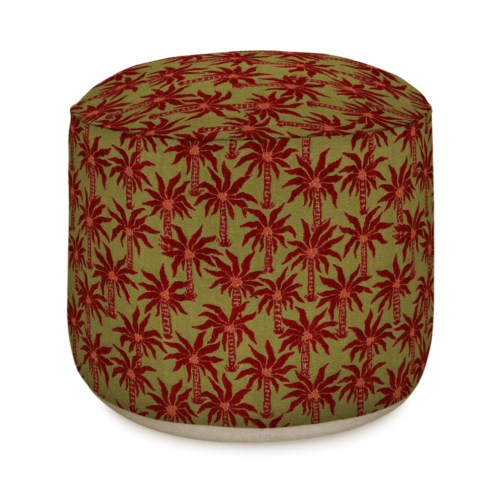 Outdoor Pouf Laura Olive & Bordeaux