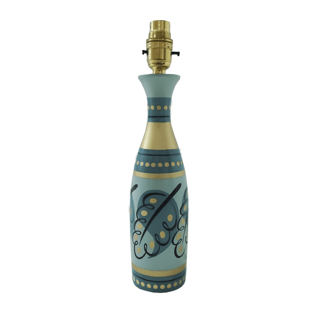 Paisley Leaf Carafe Lamp - Green Gold